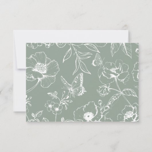 Elegant Sage Green Floral QR Code Wedding RSVP  (裏面)