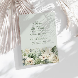 Elegant Sage Green Floral Save The Date Card セーブザデート