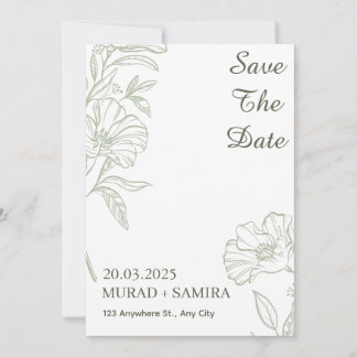 Elegant Sage Green Floral Save the Date Card 招待状