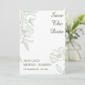 Elegant Sage Green Floral Save the Date Card 招待状 (スタンド正面)