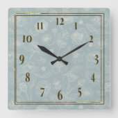 Elegant Sage Green Floral Wall Clock - Home Gift スクエア壁時計 (正面)