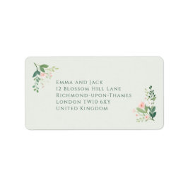 Elegant sage green floral wedding address ラベル