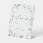 Elegant Sage Green Floral Wedding Favors 台座サイン (正面)
