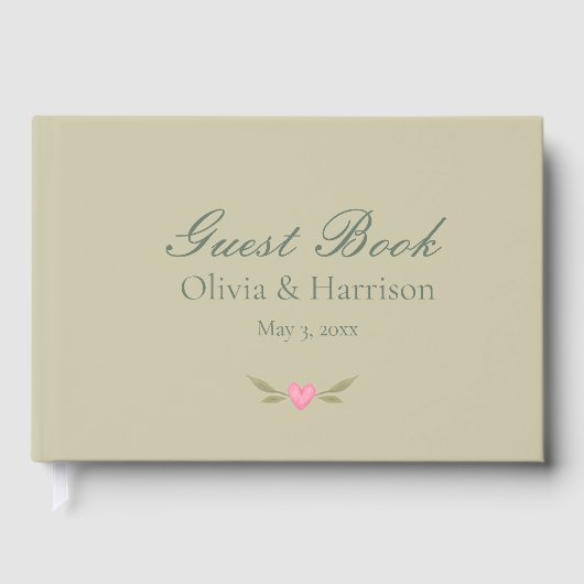Elegant Sage Green Floral Wedding Guest Book ゲストブック (正面)