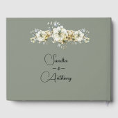 Elegant Sage Green Floral Wedding Guest Book ゲストブック (裏面)