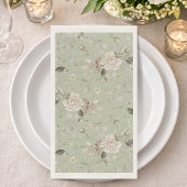 Elegant Sage Green Floral Wedding Guest Towel
