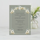 Elegant Sage Green Floral Wedding Invitation 招待状 (スタンド正面)