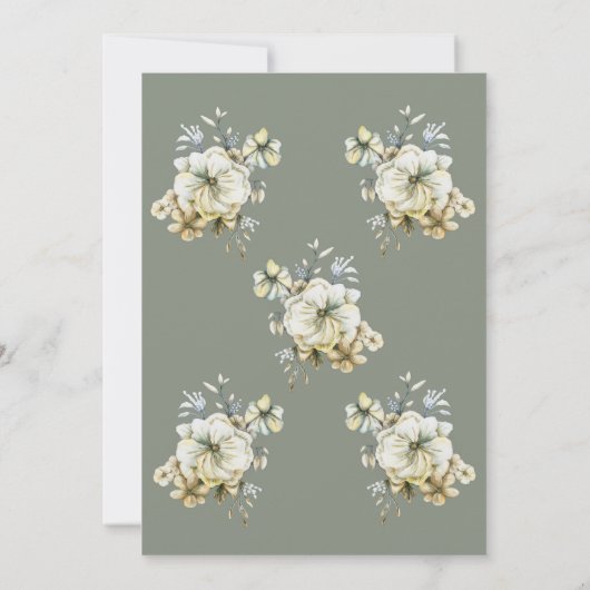 Elegant Sage Green Floral Wedding Invitation 招待状 (裏面)