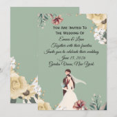 Elegant Sage Green Floral Wedding Invitation Templ 招待状 (正面/裏面)