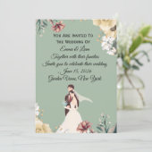 Elegant Sage Green Floral Wedding Invitation Templ 招待状 (スタンド正面)