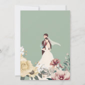 Elegant Sage Green Floral Wedding Invitation Templ 招待状 (裏面)