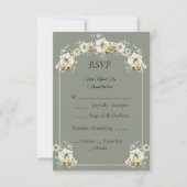 Elegant Sage Green Floral Wedding RSVP Card (正面)