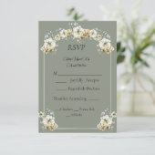 Elegant Sage Green Floral Wedding RSVP Card (スタンド正面)