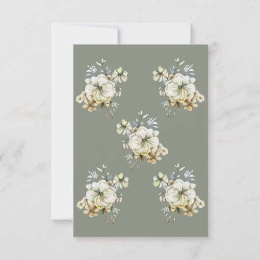 Elegant Sage Green Floral Wedding RSVP Card (裏面)