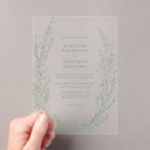 Elegant Sage Green Floral Wreath Monogram Wedding アクリル招待状 (インサイチュ (ポータブル))