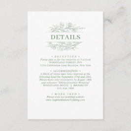 Elegant Sage Green Floral Wreath Wedding Details エンクロージャーカード