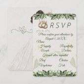Elegant Sage Green Foliage Floral RSVP Card (正面/裏面)