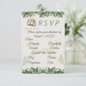 Elegant Sage Green Foliage Floral RSVP Card (スタンド正面)
