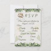 Elegant Sage Green Foliage Floral RSVP Card (正面)