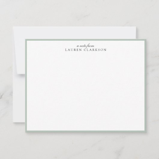 Elegant Sage Green Frame Personalized Note Card 招待状 (正面)