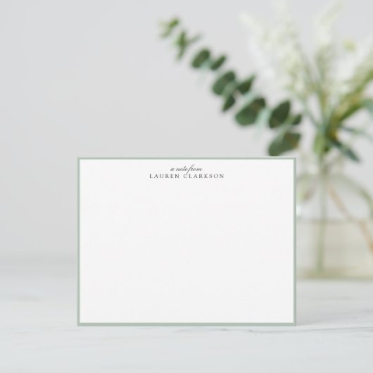 Elegant Sage Green Frame Personalized Note Card 招待状 (スタンド正面)