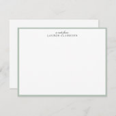 Elegant Sage Green Frame Personalized Note Card 招待状 (正面/裏面)