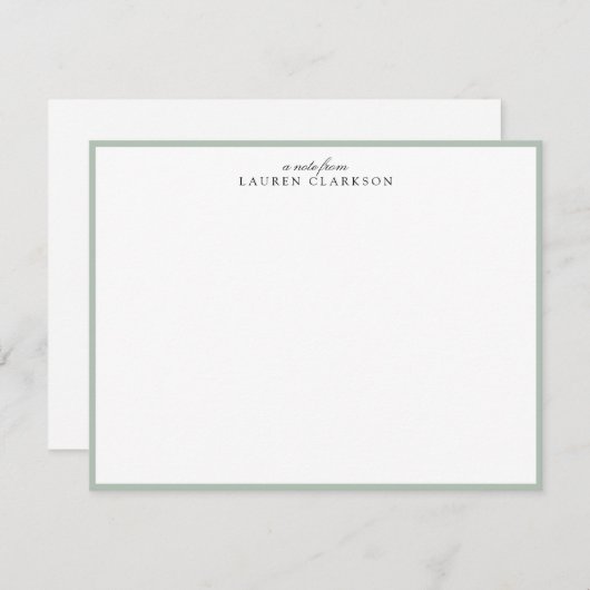 Elegant Sage Green Frame Personalized Note Card 招待状 (正面/裏面)