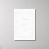 Elegant Sage Green French Floral Wedding Sign キャンバスプリント (正面)