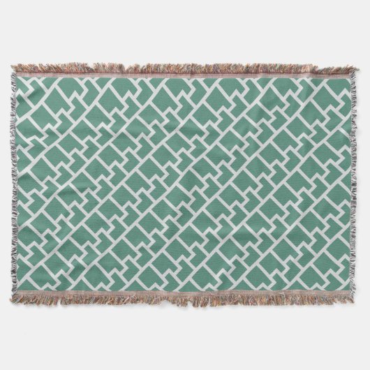 Elegant Sage Green Geometric Pattern スローブランケット (正面)