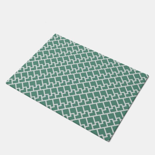 Elegant Sage Green Geometric Pattern ドアマット (アングル)