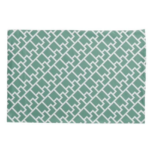 Elegant Sage Green Geometric Pattern 枕カバー (裏面)