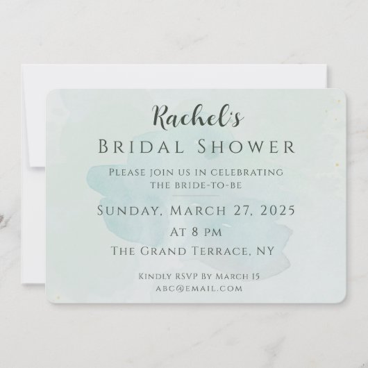 Elegant Sage Green Gold Bridal Shower Invitation 招待状 (正面)