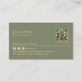 Elegant Sage Green Gold Professional Monogram 名刺 (裏面)