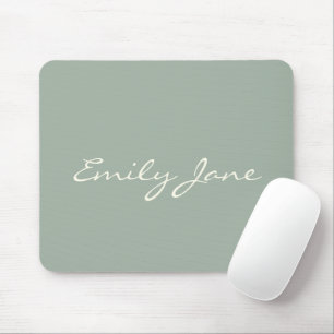 Elegant Sage Green Handwritten Script Name Custom  マウスパッド