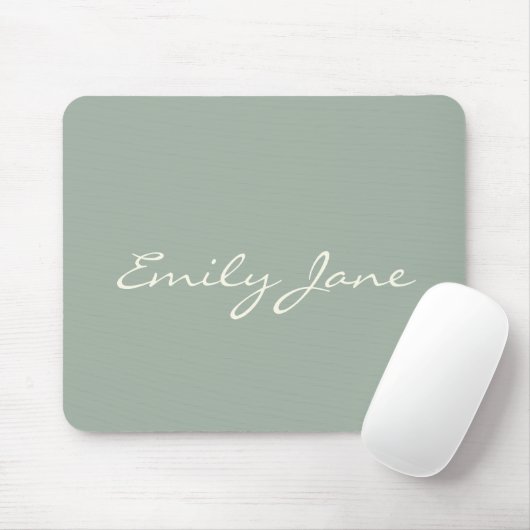 Elegant Sage Green Handwritten Script Name Custom マウスパッド (マウス)
