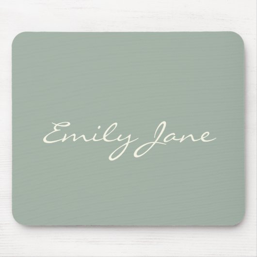 Elegant Sage Green Handwritten Script Name Custom  マウスパッド (正面)