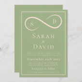 Elegant Sage Green Infinity Minimalist Modern 招待状 (正面/裏面)