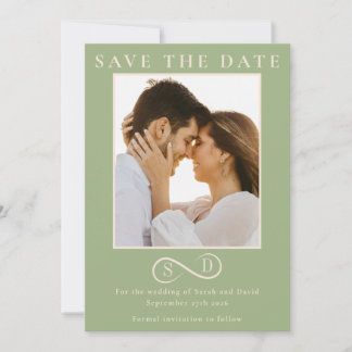 Elegant Sage Green Infinity Monogram Save the Date セーブザデート