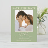 Elegant Sage Green Infinity Monogram Save the Date セーブザデート (スタンド正面)