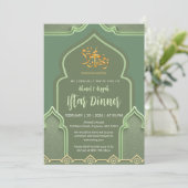 Elegant Sage Green Islamic Arch Iftar Dinner 招待状 (スタンド正面)
