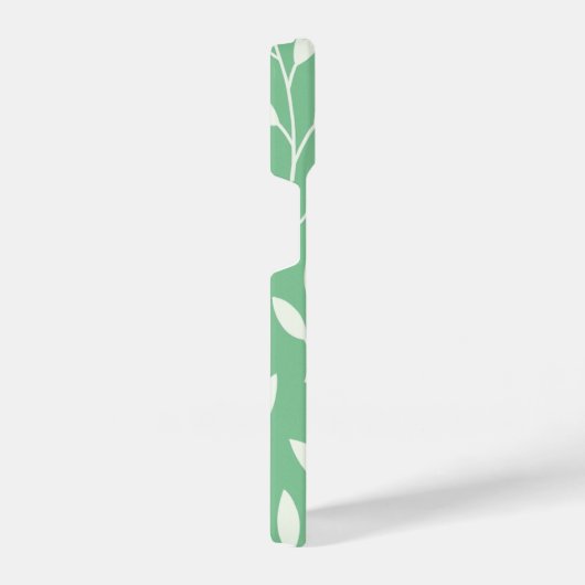 “Elegant Sage Green Leaf Phone Case with Trendy iPhoneケース (右側面)