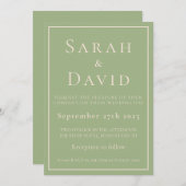 Elegant Sage Green Minimalist Modern 招待状 (正面/裏面)