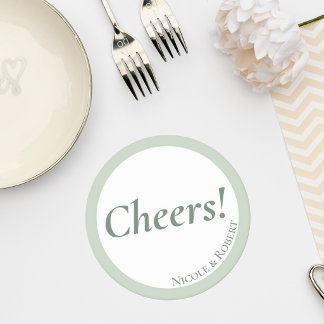 Elegant Sage Green Minimalist Wedding Coaster ラウンドペーパーコースター