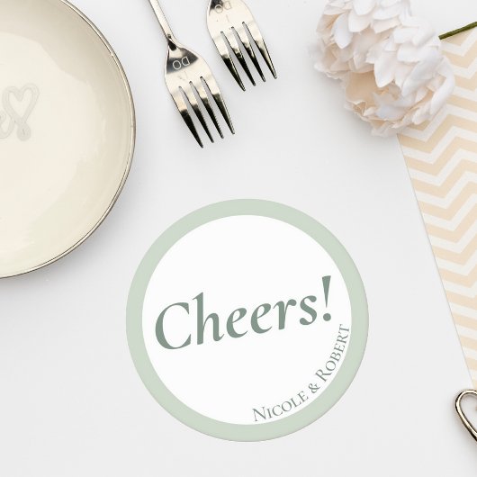Elegant Sage Green Minimalist Wedding Coaster ラウンドペーパーコースター