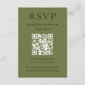 Elegant Sage Green Minimalist Wedding QR Code 出欠カード (正面)