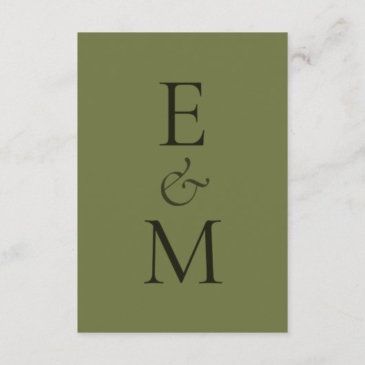 Elegant Sage Green Minimalist Wedding QR Code 出欠カード (裏面)