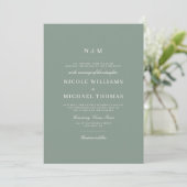 Elegant Sage Green Monogram Classic Wedding 招待状 (スタンド正面)