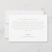 Elegant Sage Green Monogram Crest Vintage Wedding  サンキューカード (裏面)