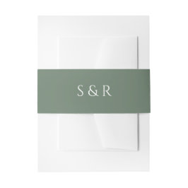 Elegant Sage Green Monogram Invitation 招待状ベリーバンド
