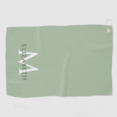 Elegant Sage Green Monogram Name Initial Custom ゴルフタオル (横)